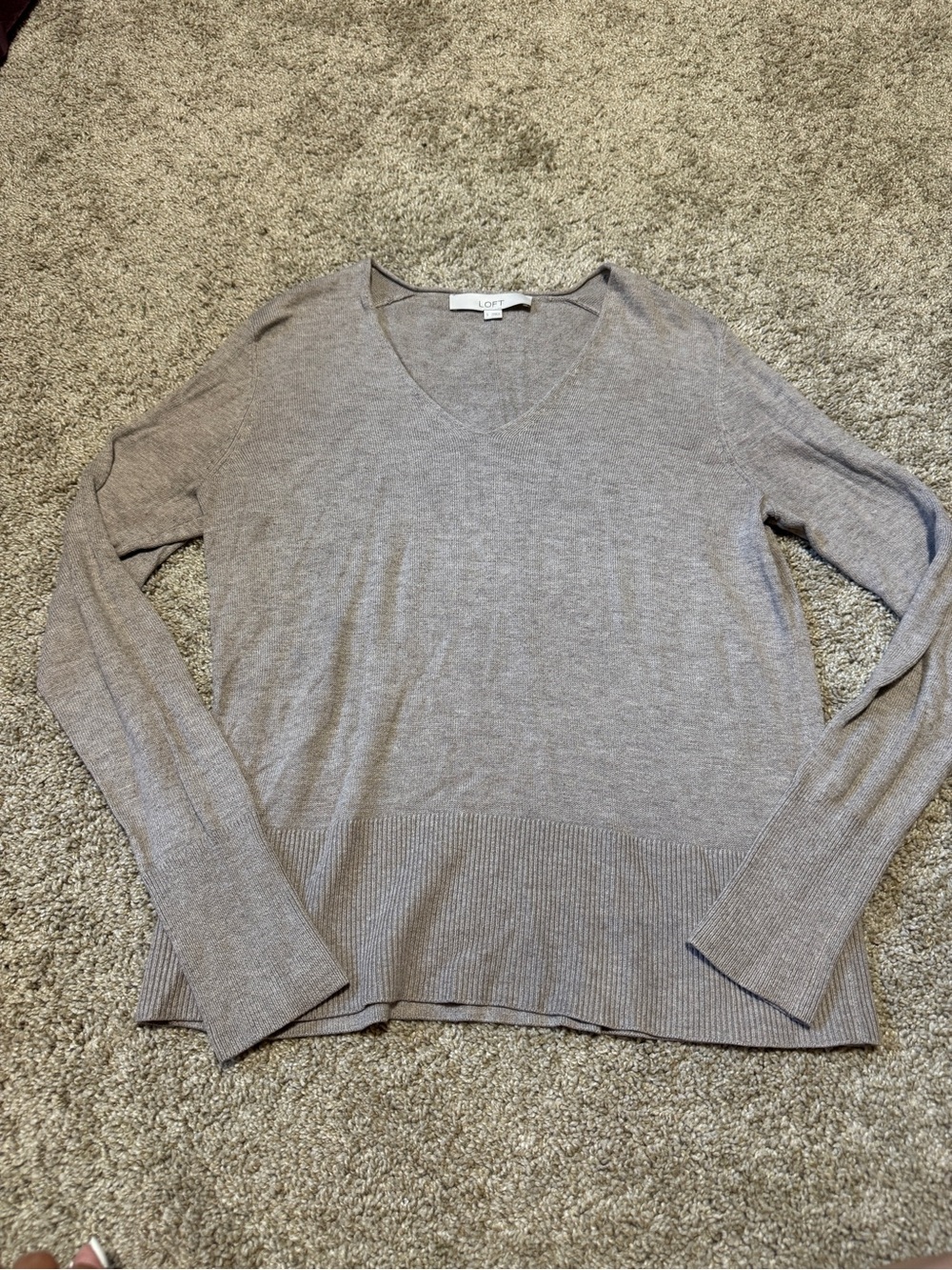 Small Tan LOFT V-neck sweater